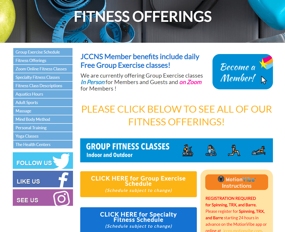 JCCNS Fitness page