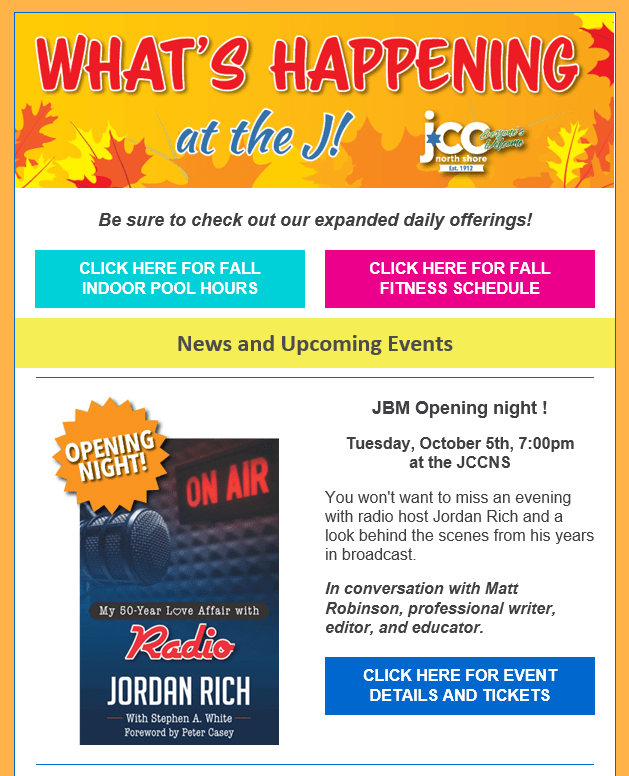 JCCNS Weekly Eblast Design