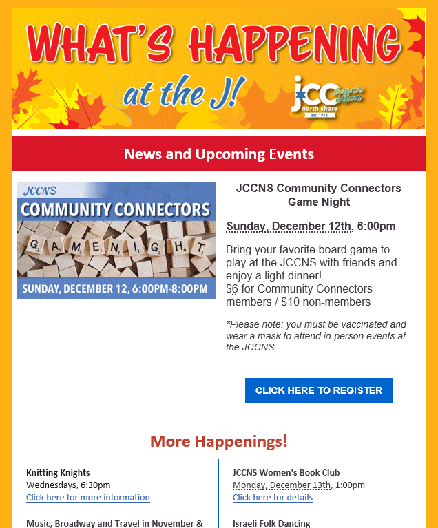 JCCNS Weekly Eblast Design