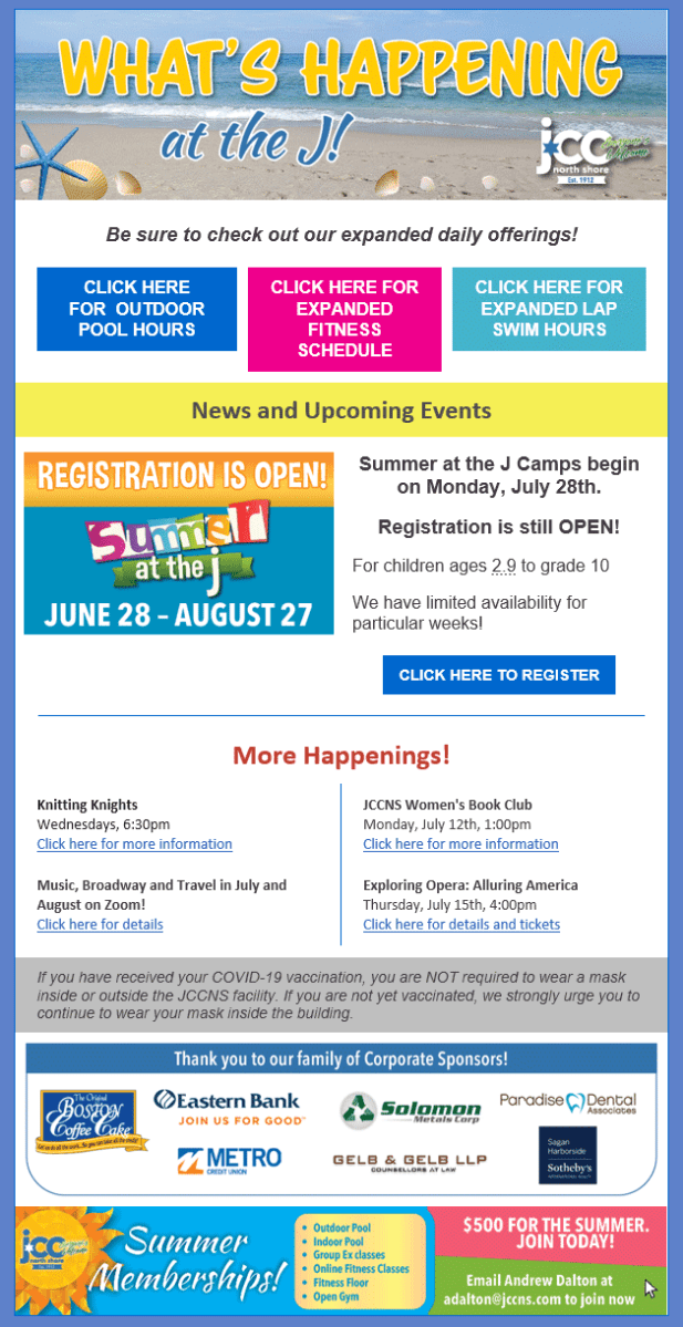 JCCNS Weekly Eblast Design