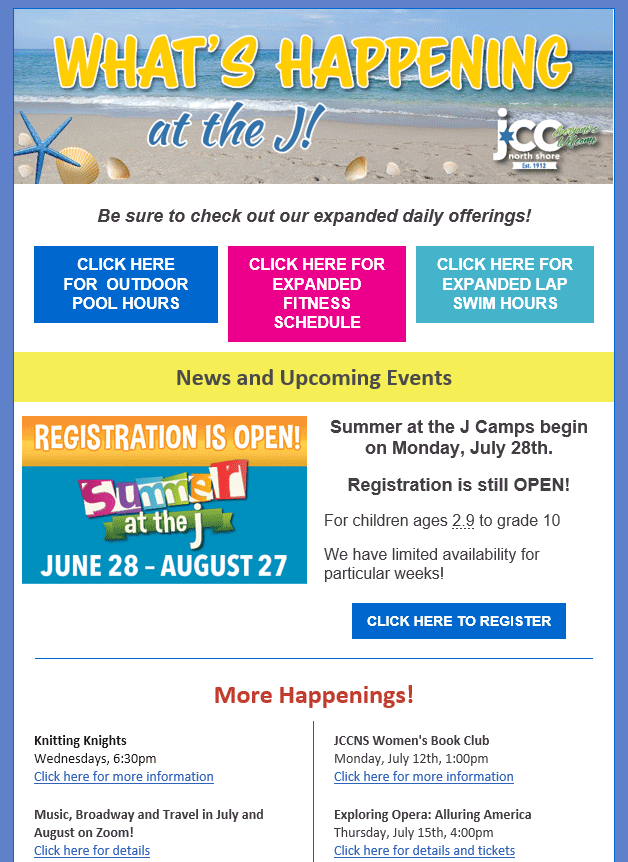 JCCNS Weekly Eblast Design